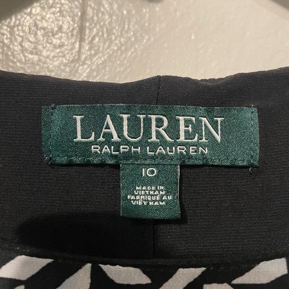 Ralph Lauren Black and White Geometric Long Sleeve Dress - Picture 3 of 3